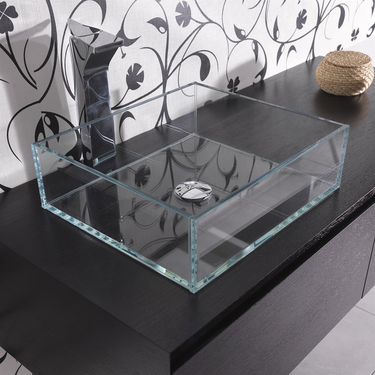 lavandino rettangolare in vetro